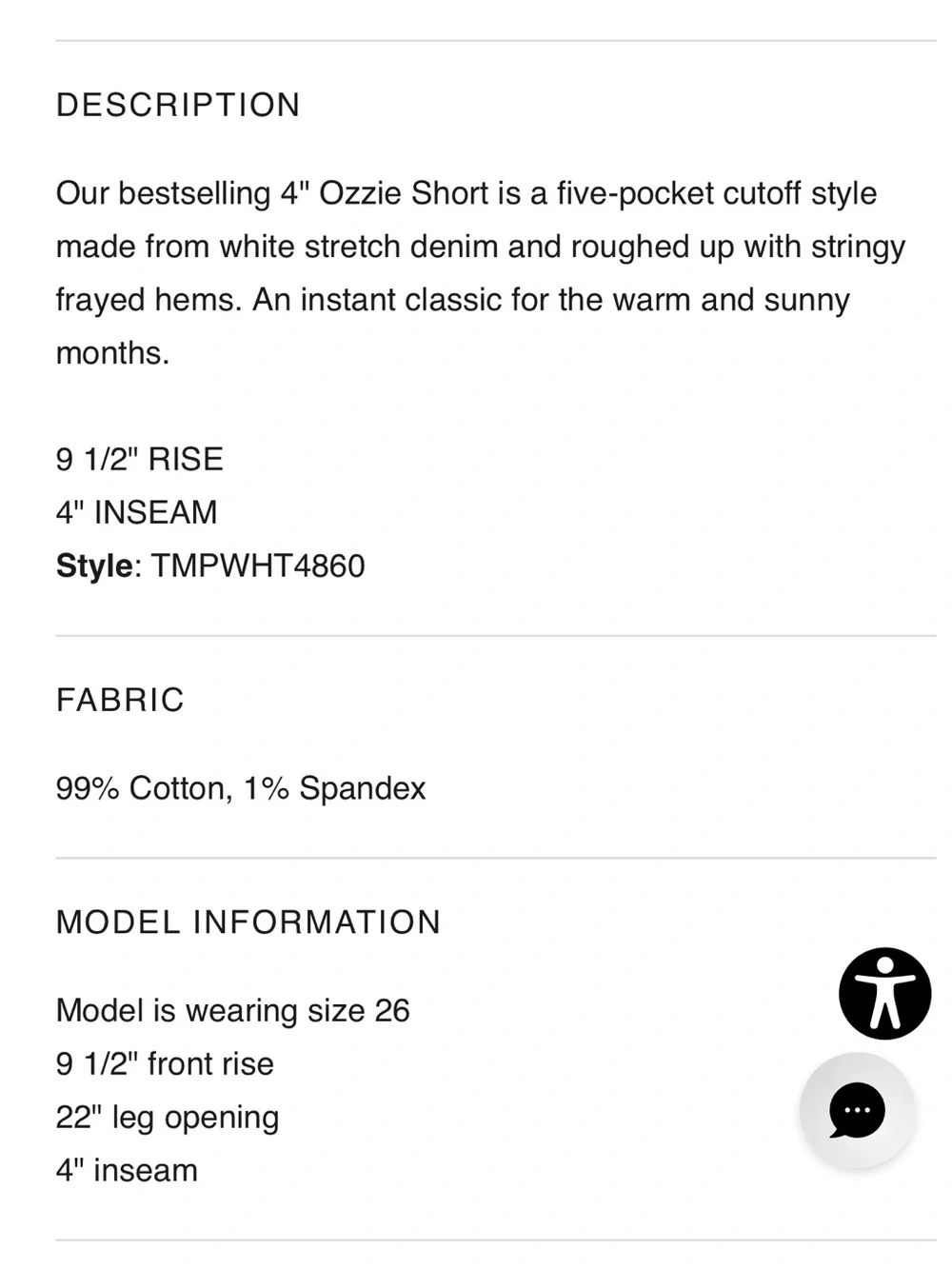 Joe’s Jeans Ozzie 4” Midrise Shorts sz 30
